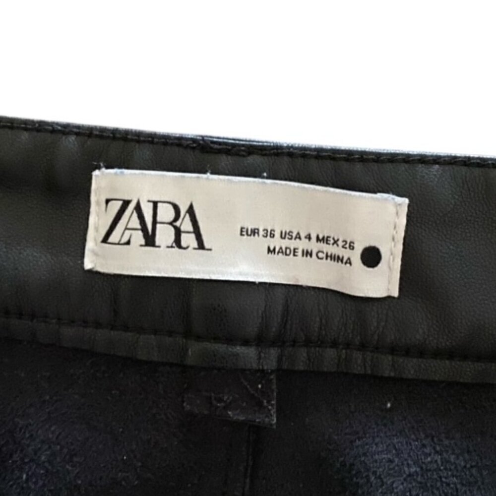 Zara Full Length Faux The 90's Black Leather Pants 4 - Picture 3 of 5